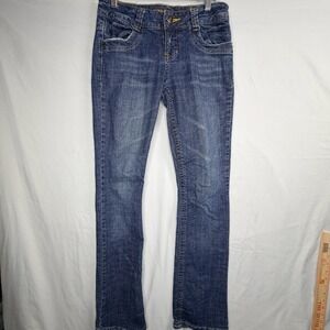 Mudd Bootcut Jeans Womens 5 Blue Denim Low Rise Contrast Stitch BDP2180X